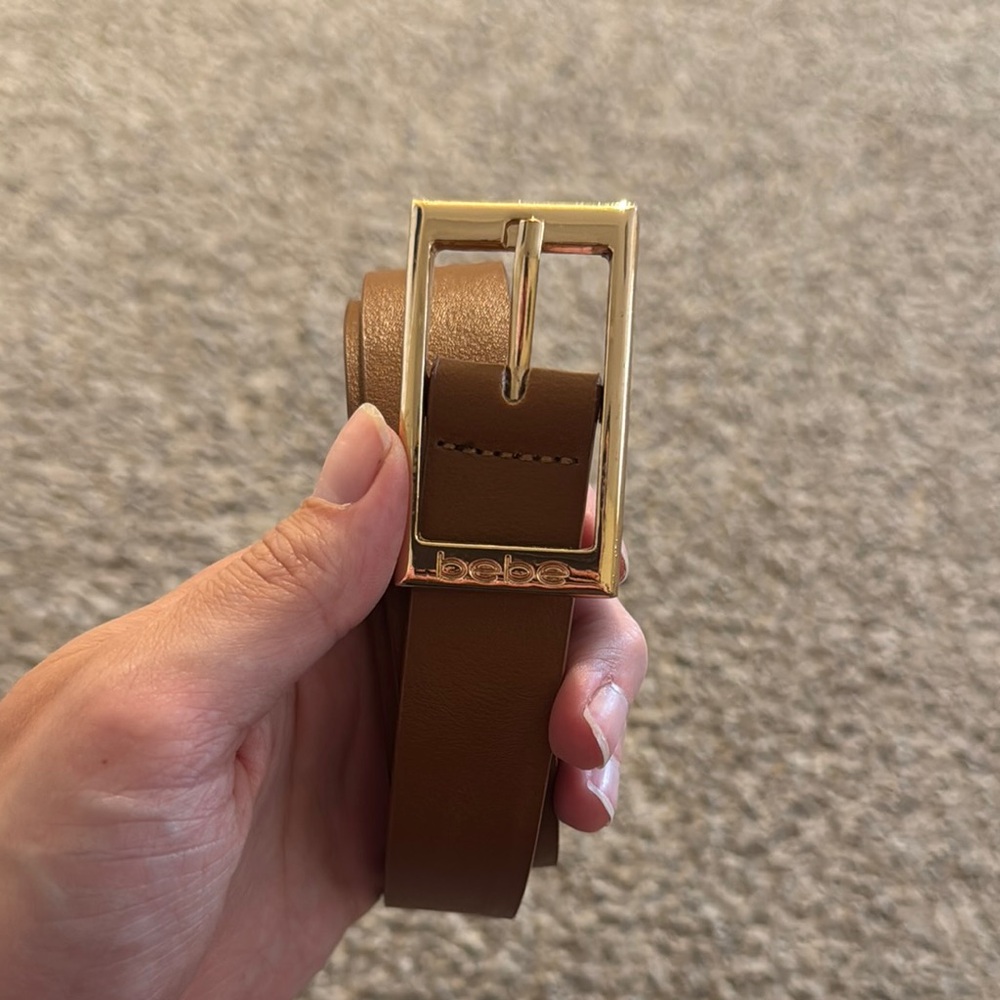 Brown BeBe Belt with Gold Buckle